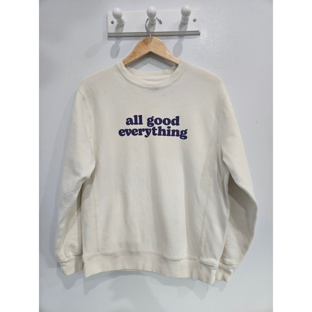 Fanjoy The Brand All Good Everything Graphic Sweatshirt Cream Purple Medium